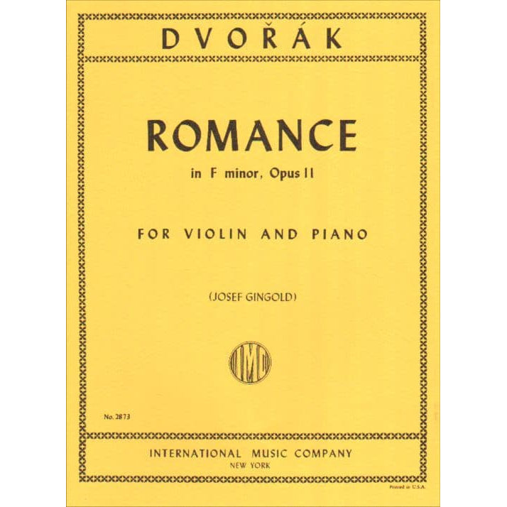 Dvorák, Antonán - Romance in f minor, Op 11 - Violin and Piano - edited by Josef Gingold - International Edition