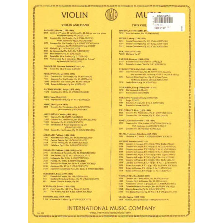 Dvorák, Antonán - Romance in f minor, Op 11 - Violin and Piano - edited by Josef Gingold - International Edition