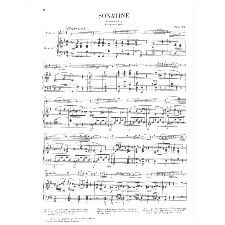 Dvorák, Antonín - Sonatina in G Major, Op 100 - Violin and Piano - edited by Kurt Guntner - G Henle Verlag URTEXT Edition