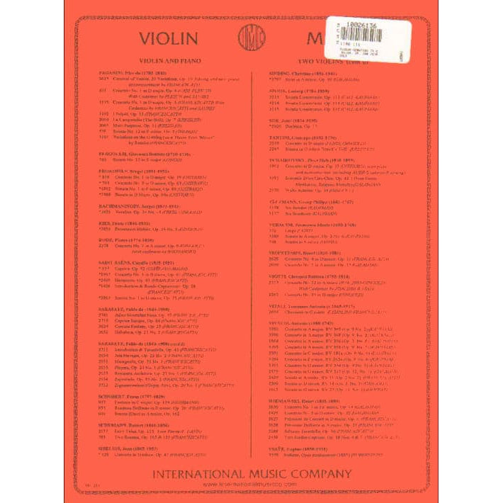 Dvorák, Antonín - Sonatina in G Major, Op 100 - Violin and Piano - edited by Josef Gingold - International Music Company