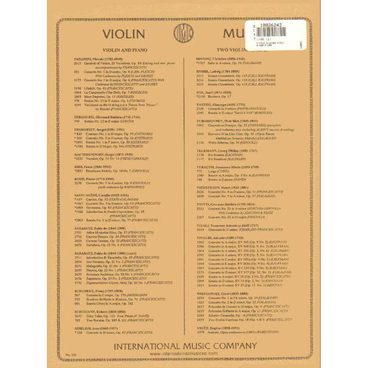 Fiocco, Joseph-Hector - Allegro - Violin and Piano - edited by Josef Gingold - International Edition