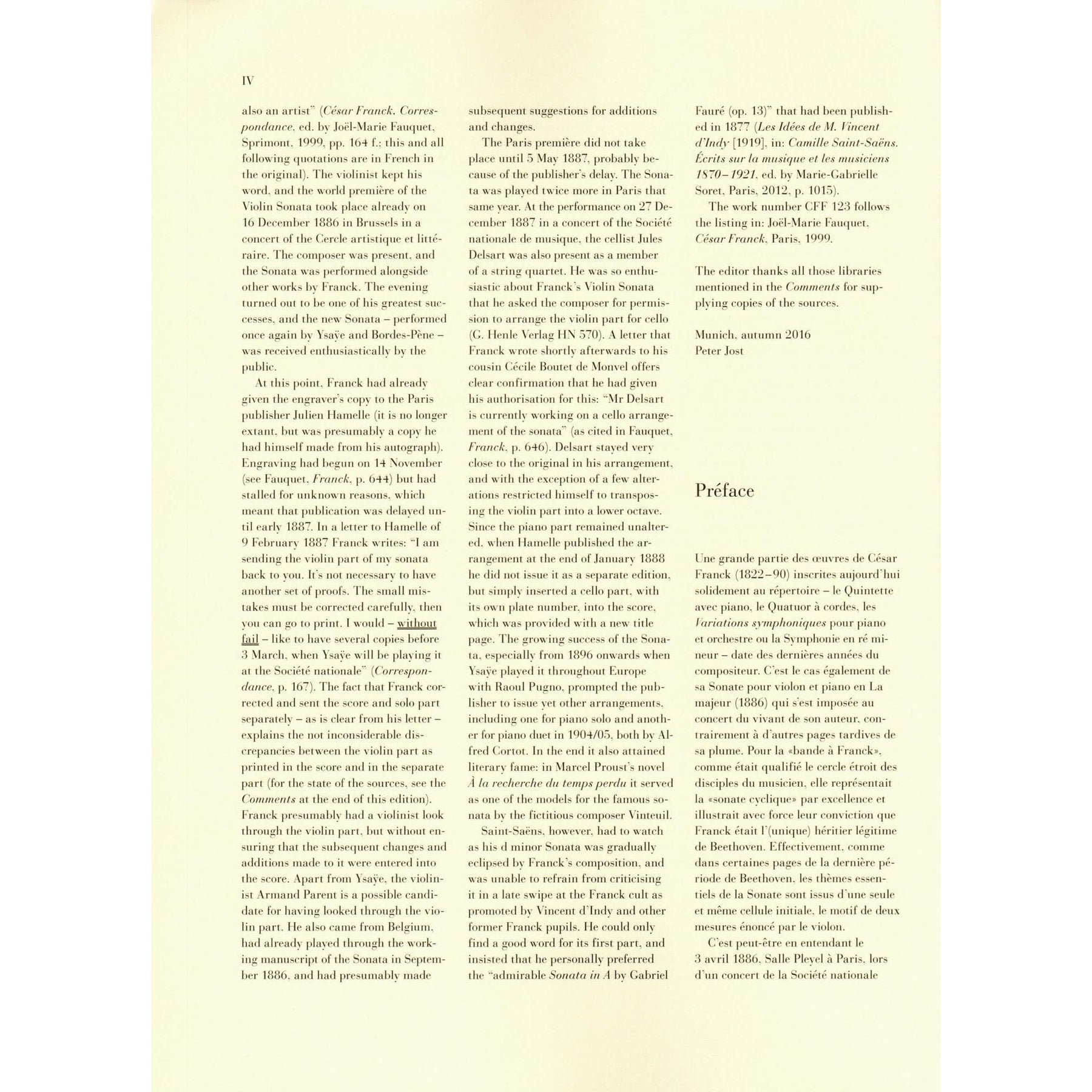 Franck, Cesar - Sonata in A Major - for Violin and Piano - markings by Yehudi Menuhin - G Henle URTEXT