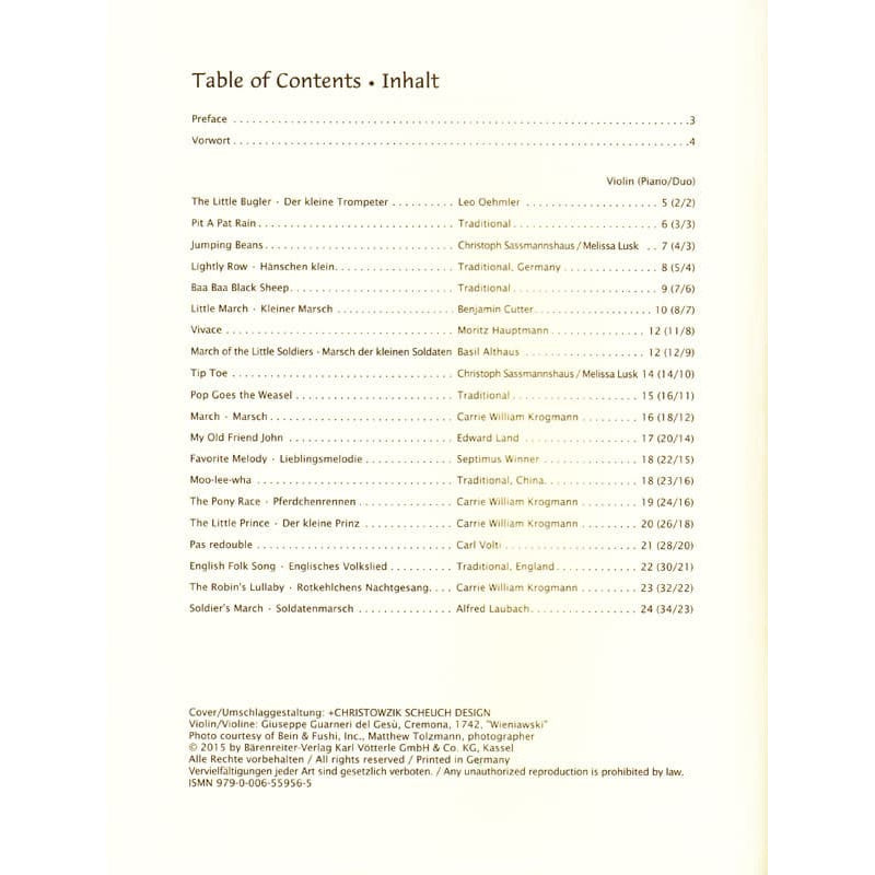 Sassmannshaus, Kurt and Christoph and Lusk, Melissa - Violin Recital Album, Volume 1: First Position - for Violin, Violin and Piano, or Violin Duet - Barenreiter