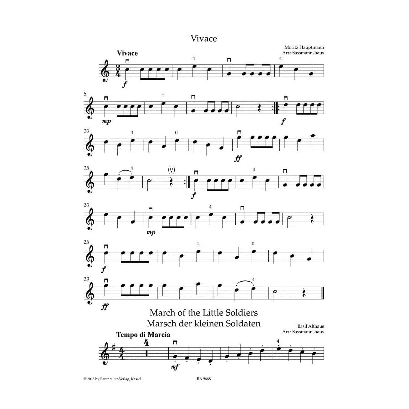 Sassmannshaus, Kurt and Christoph and Lusk, Melissa - Violin Recital Album, Volume 1: First Position - for Violin, Violin and Piano, or Violin Duet - Barenreiter