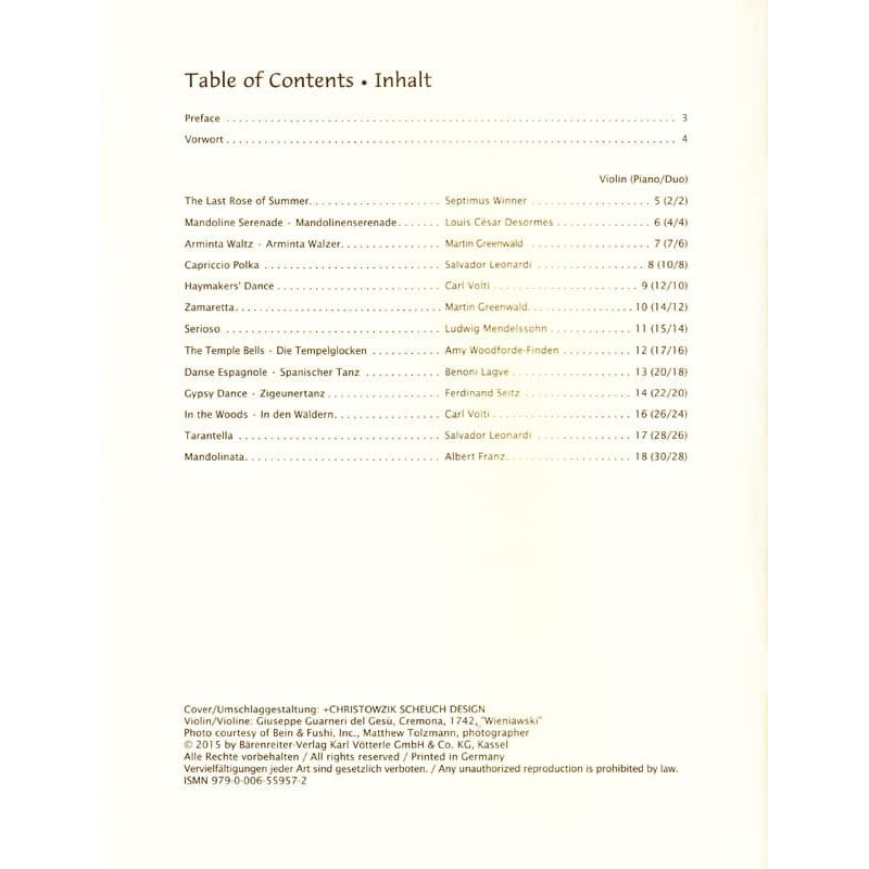 Sassmannshaus, Kurt and Christoph and Lusk, Melissa - Violin Recital Album, Volume 2: First Position - for Violin, Violin and Piano, or Violin Duet - Barenreiter