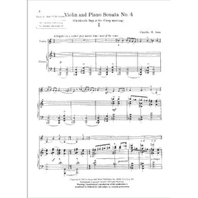 Ives, Charles - Sonata No 4 (Children's Day at the Camp Meeting) - Violin and Piano - Associated Music Publishers