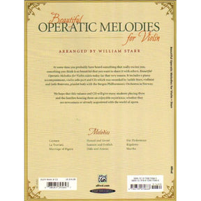 Starr, William - Beautiful Operatic Melodies for Violin - Book and Cd - arranged by William Starr - Summy-Brichard