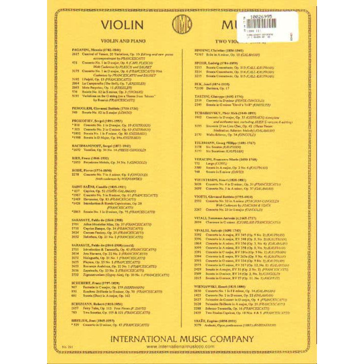 Kabalevsky, Dmitri - Concerto in C Major, Op 48 - Violin and Piano - edited by Josef Gingold - International Music Co