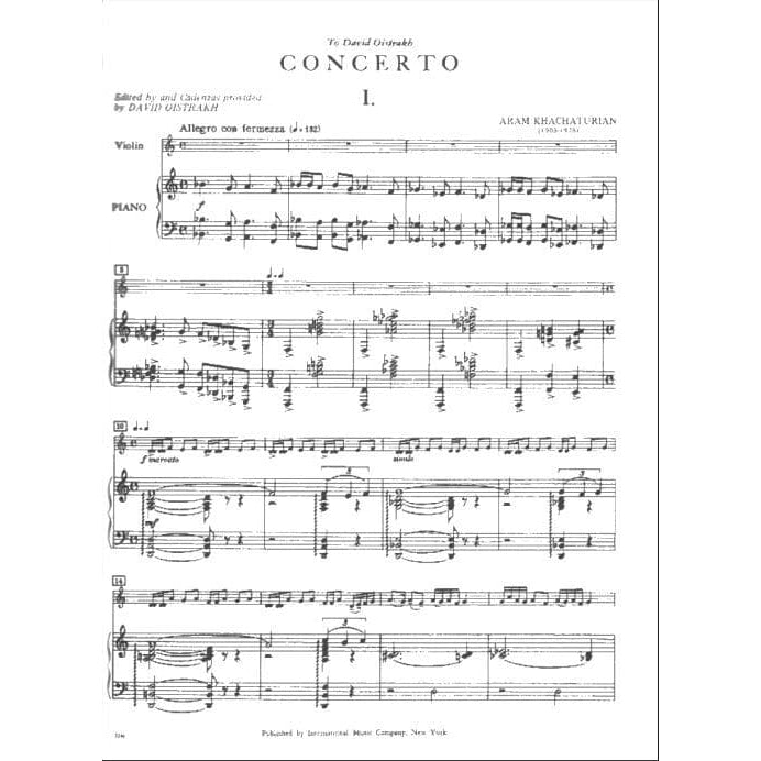Khachaturian, Aram - Concerto for Violin and Piano - edited by David Oistrakh - International Music Co