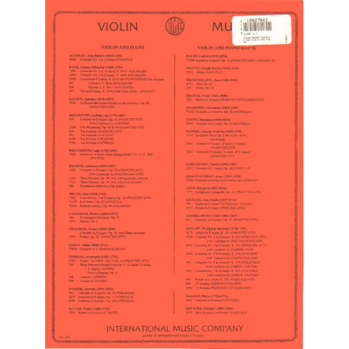 Khachaturian, Aram - Concerto for Violin and Piano - edited by David Oistrakh - International Music Co