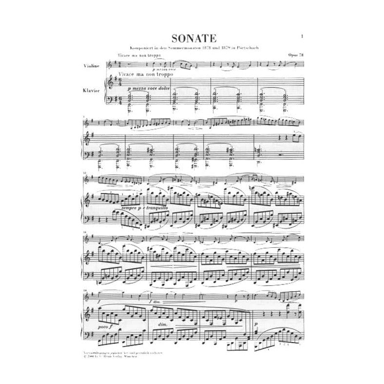 Brahms, Johannes - Sonata in G Major for Violin and Piano, Op 78 - edited by Hans Otto Hiekel - G Henle Verlag URTEXT Edition