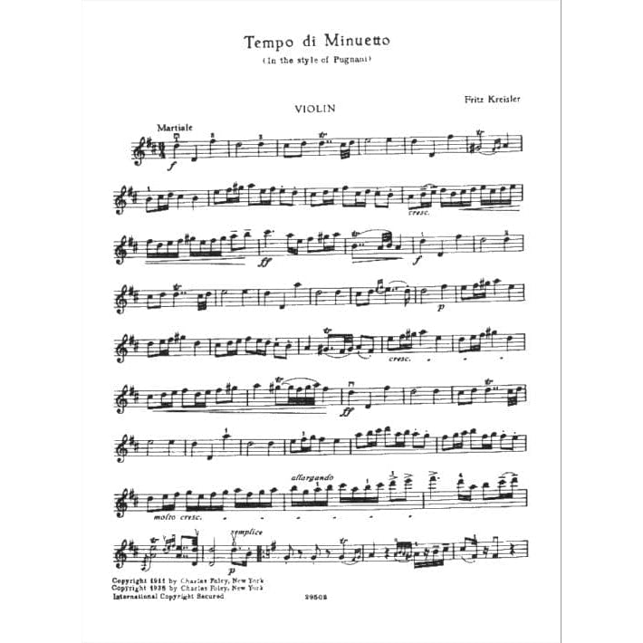 Kreisler, Fritz - Tempo di Minuetto - Violin and Piano - Carl Fischer Edition