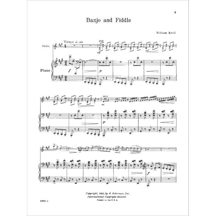 Kroll, William - Banjo and Fiddle - Violin and Piano - G Schirmer Edition