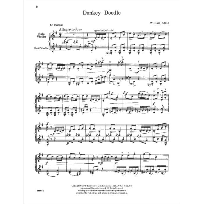 Kroll, William - Donkey Doodle - Violin and Piano - G Schirmer Edition