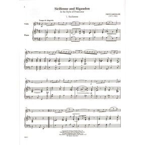 Kreisler, Fritz - Sicilienne and Rigaudon - for Violin and Piano - with Online Audio Access - Carl Fischer Edition