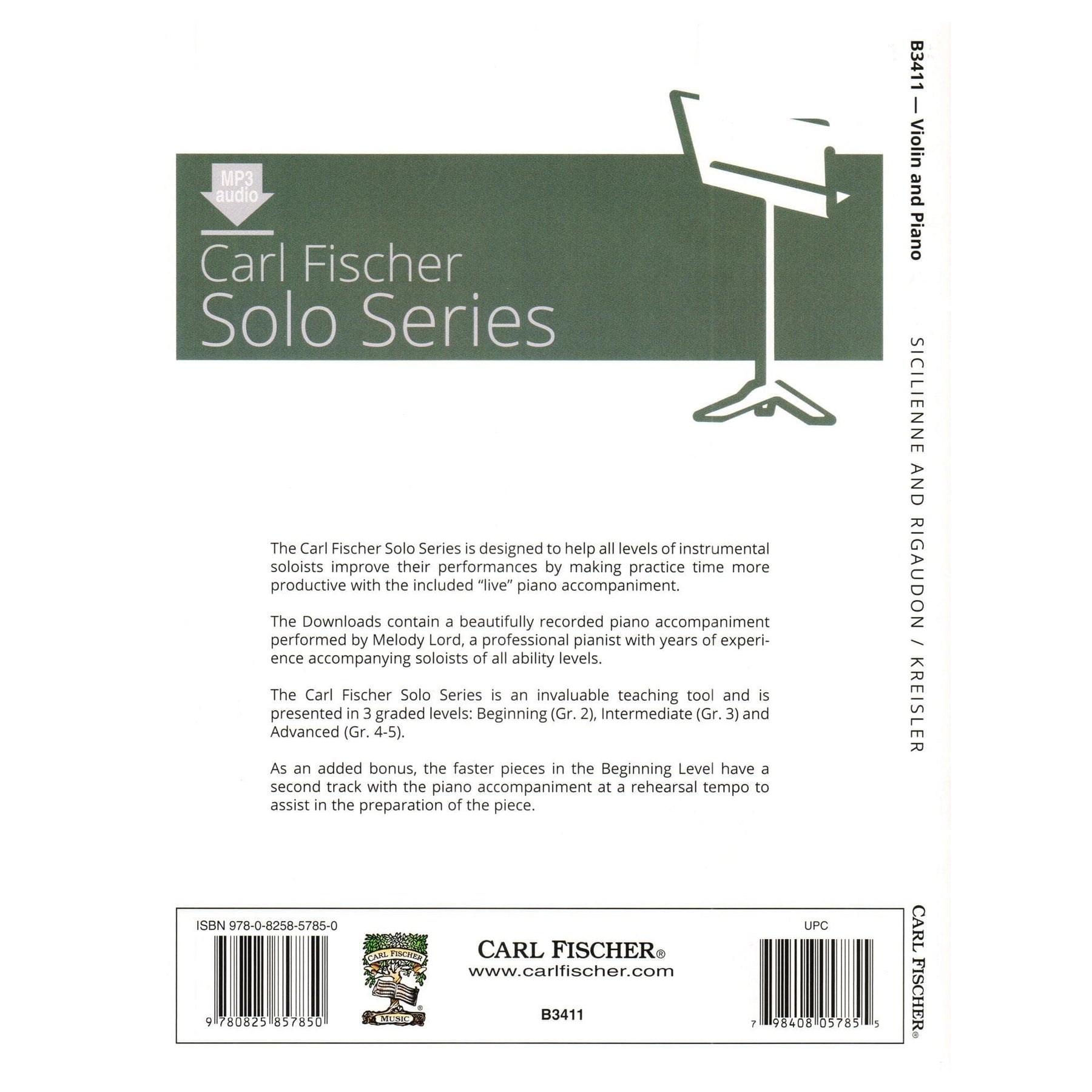 Kreisler, Fritz - Sicilienne and Rigaudon - for Violin and Piano - with Online Audio Access - Carl Fischer Edition