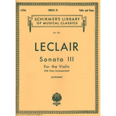 LeClair, Jean-Marie - Sonata in D Major, Op 9, No 3 - Violin and Piano - edited by Leopold Lichtenberg - G Schirmer Edition