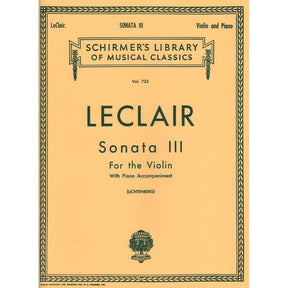 LeClair, Jean-Marie - Sonata in D Major, Op 9, No 3 - Violin and Piano - edited by Leopold Lichtenberg - G Schirmer Edition