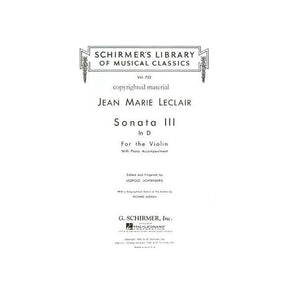 LeClair, Jean-Marie - Sonata in D Major, Op 9, No 3 - Violin and Piano - edited by Leopold Lichtenberg - G Schirmer Edition