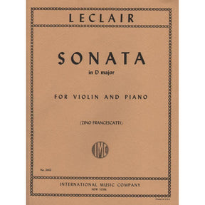 LeClair, Jean-Marie - Sonata in D Major, Op 9, No 3 - Violin and Piano - edited by Zino Francescatti - International Music Co