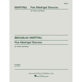 Martinů, Bohuslav - Five Madrigal Stanzas, Op 297 - Violin and Piano - Associated Music Publishers