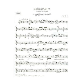 Fauré, Gabriel - Sicilienne, Op 78 - Violin (or Viola) and Piano - edited by Roy Howat - Edition Peters
