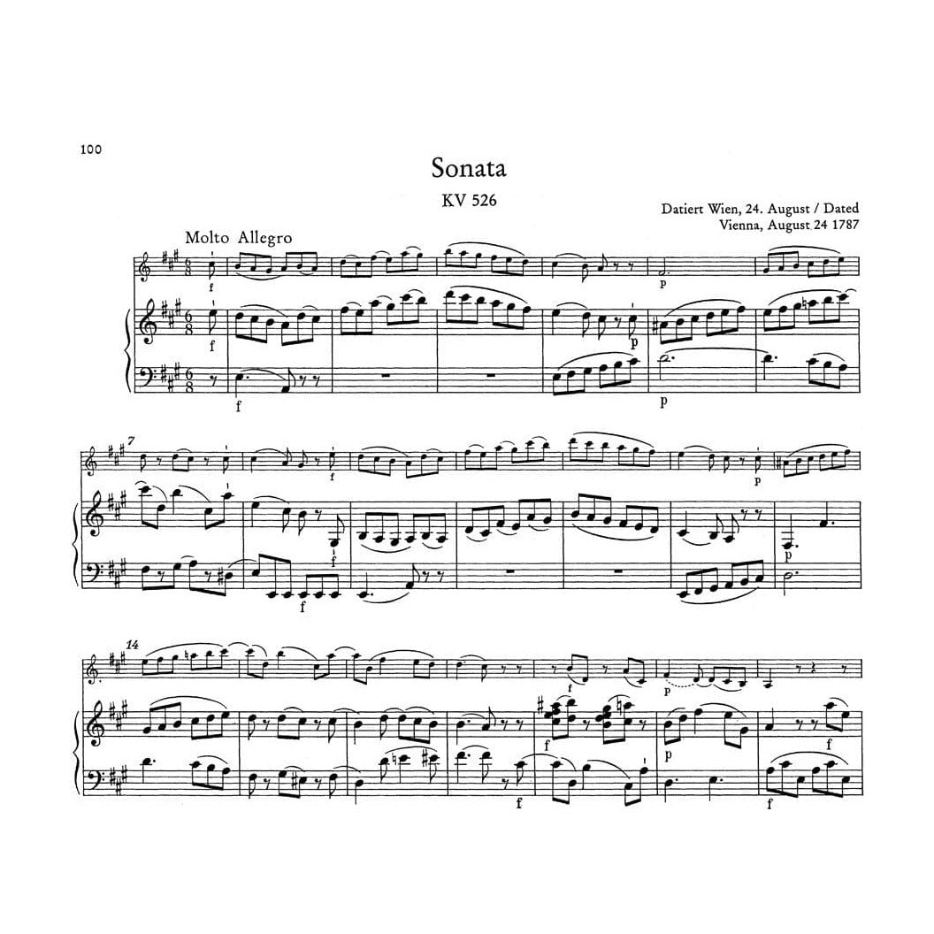 Mozart, WA - Complete Works for Piano and Violin, Volume 2 - edited by Eduard Reeser - Bärenreiter Verlag URTEXT