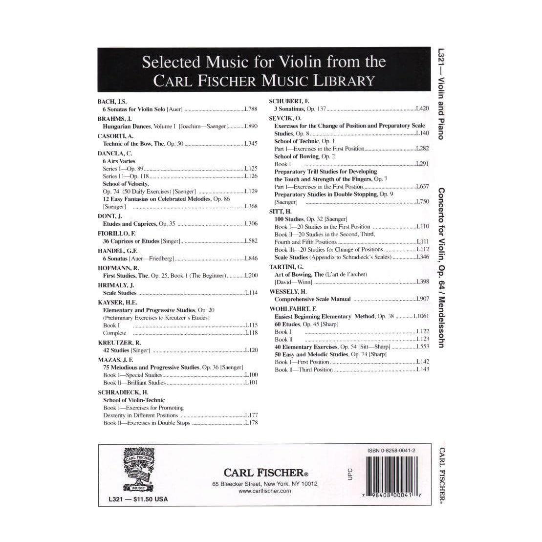 Mendelssohn, Felix - Concerto in E minor, Op 64 - Violin and Piano - edited by Joseph Joachim and Heinrich Dessauer - Carl Fischer Edition
