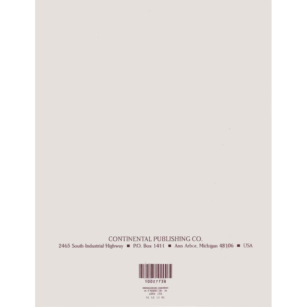 Mendelssohn, Felix - Concerto in E Minor, Op 64 - Violin and Piano - edited by David Cerone - Continental Edition