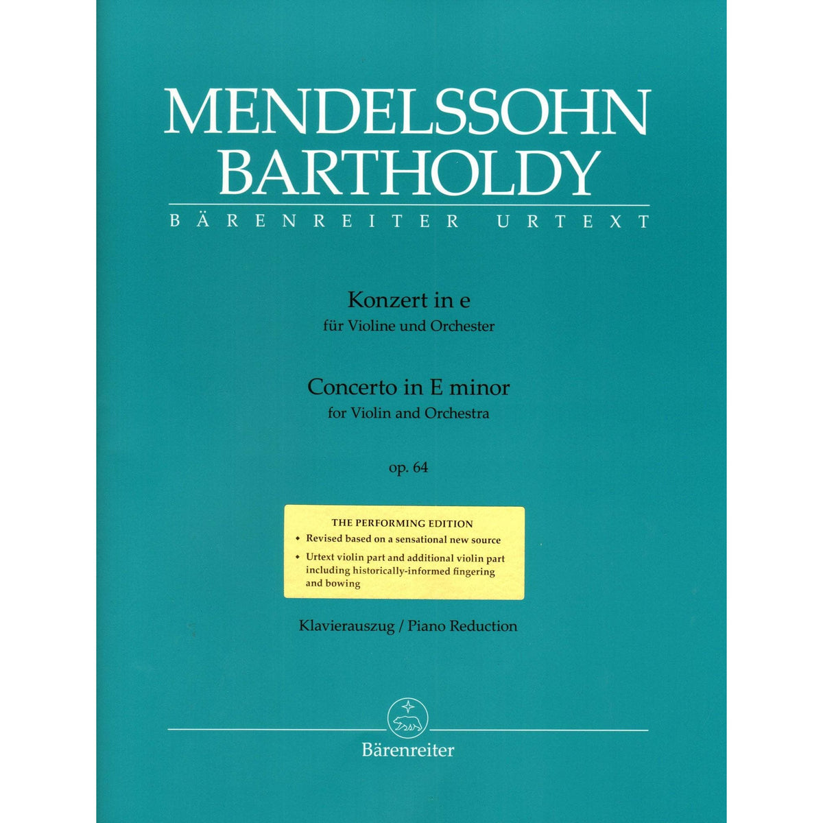 Mendelssohn, Felix - Concerto in E minor, Op 64 - Violin and Piano - Barenreiter Urtext