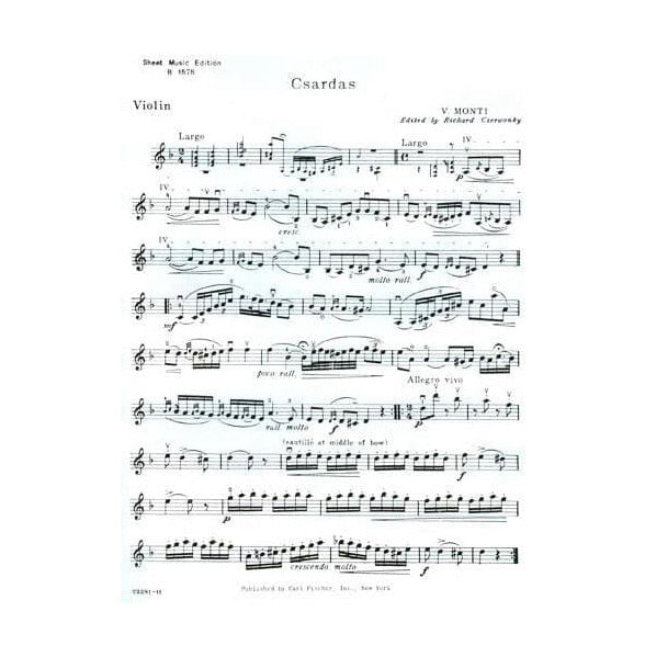 Monti, Vittorio - Csárdás - Violin and Piano - edited by Richard Czerwonky - Carl Fischer Edition