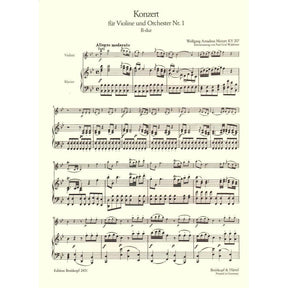 Mozart, WA - Concerto No 1 in B-flat Major, K 207 - Violin and Piano - edited by Paul Graf Waldersee - Breitkopf & Härtel Edition