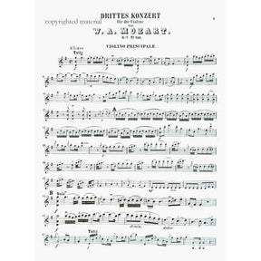 Mozart, WA - Concerto No 3 in G Major, K 216 - Violin and Piano - Kalmus Edition