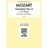 Mozart, WA - Concerto No 3 in G Major, K 216 - Violin and Piano - edited by Leopold Auer - Carl Fischer Edition