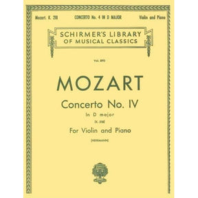 Mozart, WA - Concerto No 4 in D Major, K 218 - Violin and Piano - edited by Eduard Herrmann - G Schirmer Edition