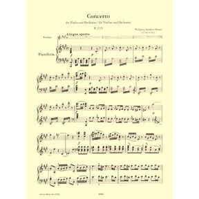 Mozart, WA - Concerto No 5 in A Major, K 219 - Violin and Piano - edited by Henri Marteau - Edition Peters