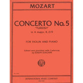 Mozart, WA - Concerto No 5 in A Major, K 219 - Violin and Piano - edited by Joseph Joachim - International Music Co