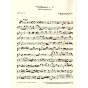Mozart, WA - Concerto in D Major, K 294a ("Adelaide") - Violin and Piano - arranged by Marius Casadesus - Schott Edition