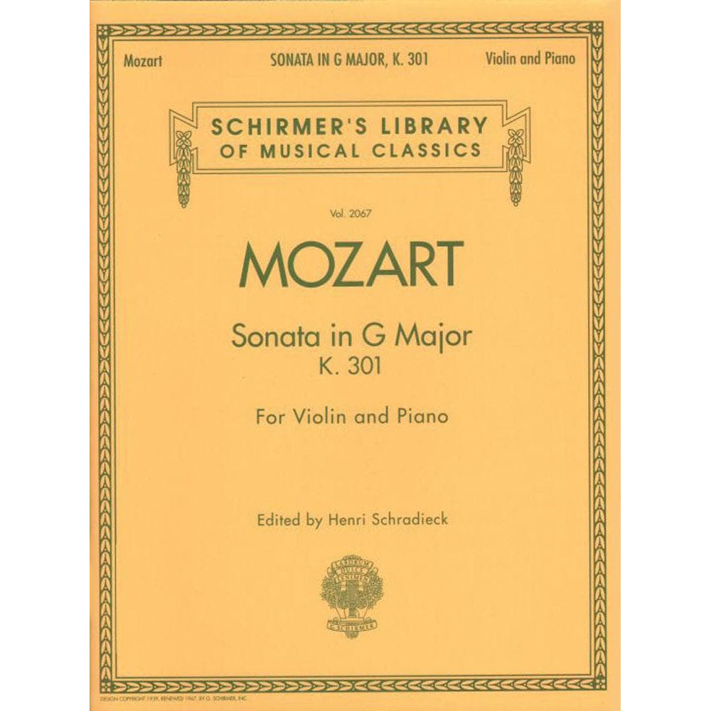 Mozart, WA - Sonata in G Major, K 301 - Violin and Piano - edited by Henri Schradieck - G Schirmer Edition