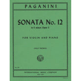 Paganini, Niccolo - Sonata No 12 in e minor, Op 3 - for Violin and Piano - edited by Sally Thomas - International Music Company