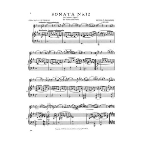 Paganini, Niccolo - Sonata No 12 in e minor, Op 3 - for Violin and Piano - edited by Sally Thomas - International Music Company