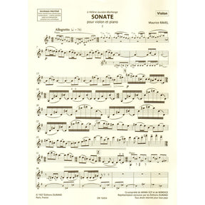 Ravel, Maurice - Sonata - for Violin and Piano - Durand Edition Musicales