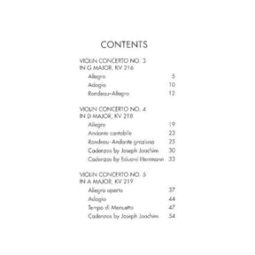 Mozart, WA - Violin Concertos Nos 3, 4, and 5 (K 216, 218, 219) - Violin and Piano - edited by Franko, Herrmann, and Joachim - G Schirmer Edition