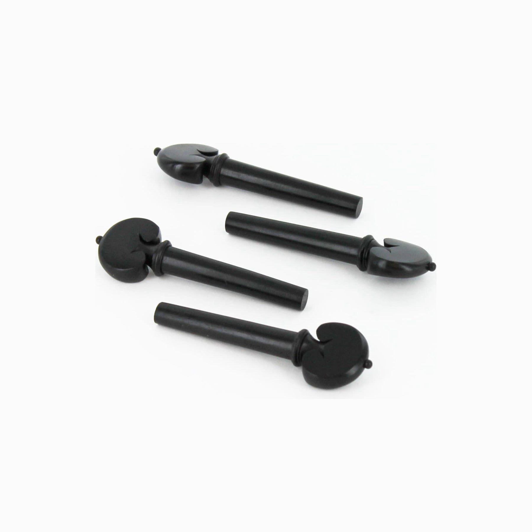 Set of Heart Shaped Ebony Violin Pegs with Black Pin 4/4 Size