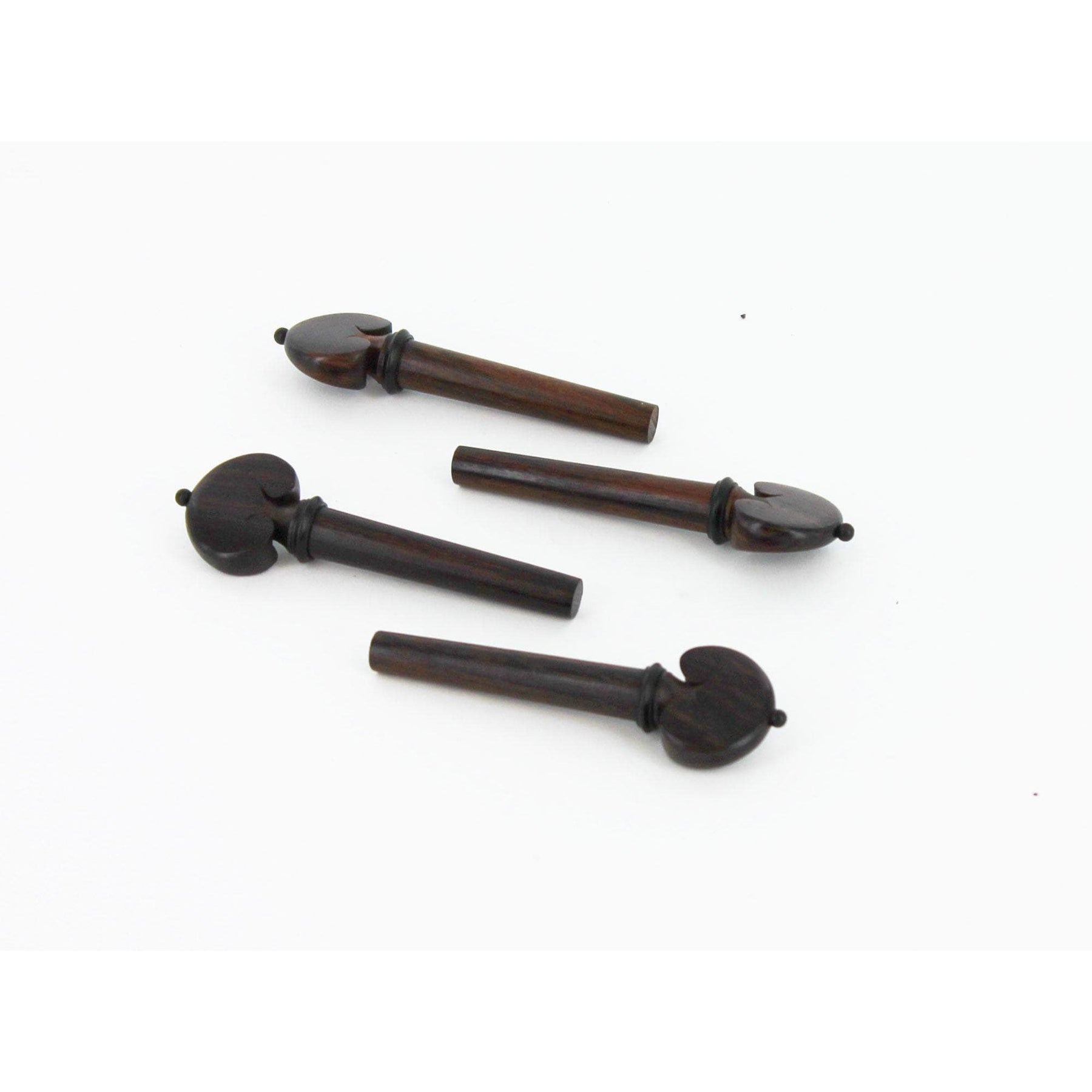 Set of Heart Shaped Rosewood Violin Pegs with Black Pin 4/4 Size