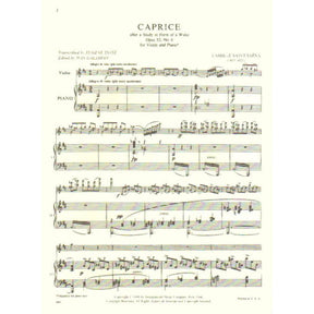 Saint-Saens, Camille - Caprice, Op 52, No 6 - Violin and Piano - edited by Ysaye/Galamian -  published by International Music Company