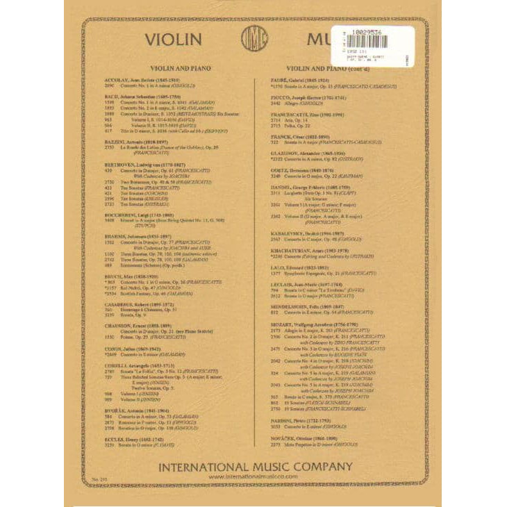 Saint-Saens, Camille - Caprice, Op 52, No 6 - Violin and Piano - edited by Ysaye/Galamian -  published by International Music Company