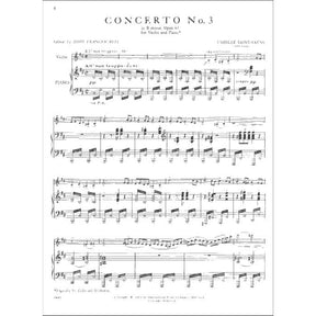 Saint-Saens, Camille - Concerto No 3 in B minor Op 61 - Violin and Piano - published by International Music Company
