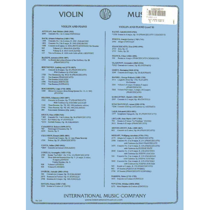 Saint-Saens, Camille - Concerto No 3 in B minor Op 61 - Violin and Piano - published by International Music Company