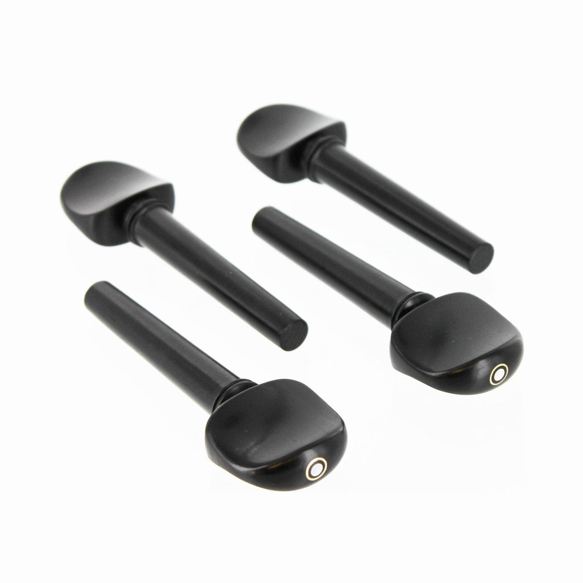 Set of Ebony Cello Pegs with Gold Ring and Pearl Inlay 4/4 Size